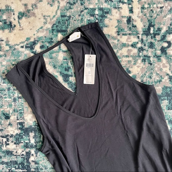 NWT Anthropologie Akemi +Kin Black Sleeveless Dress Sz XS High Side Slits Cutout - Picture 2 of 13